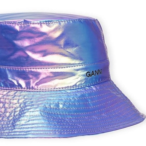 GANNI Iridescent Quilted Recycled Tech Bucket Hat NWT - Picture 7 of 7